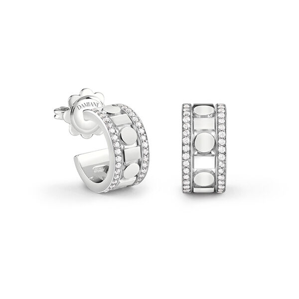 Belle &Eacute;poque Reel White Gold and Diamond Pav&eacute; Hoop Earrings